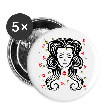Sternzeichen Stern Logo Jungfrau - Buttons groß 56 mm (5er Pack) - Weiß - Vorne