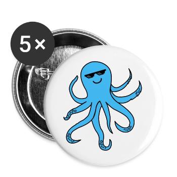 Pieuvre Pieuvre Cool Smile - Lot de 5 grands badges (56 mm) - blanc - Devant
