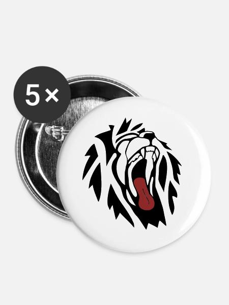 Lion - Buttons large 2.2''/56 mm (5-pack) - white