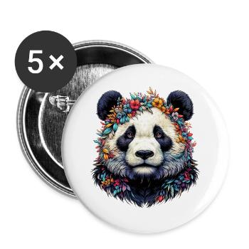 Panda - Buttons groß 56 mm (5er Pack) - Weiß - Vorne