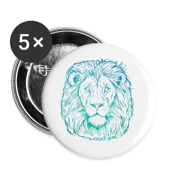 Lion Portrait - Buttons large 2.2''/56 mm (5-pack) - white - Front