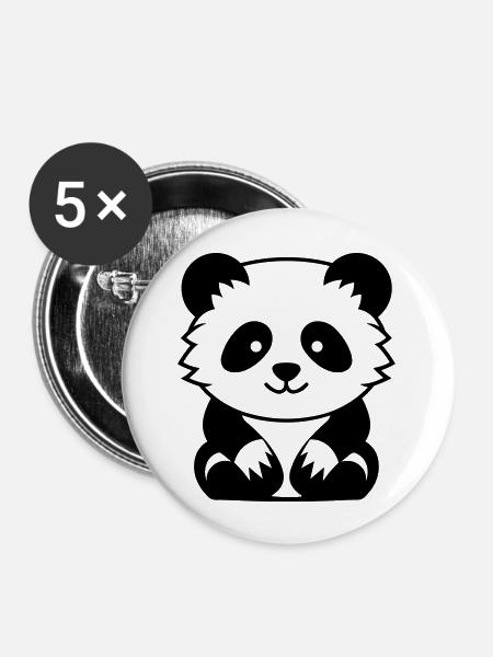 Kleiner Panda - Buttons groß 56 mm (5er Pack) - Weiß