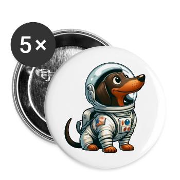 Dachshund Astronaut in Space Adventure - Buttons large 2.2''/56 mm (5-pack) - white - Front