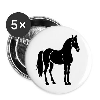 Pferd - Buttons groß 56 mm (5er Pack) - Weiß - Vorne