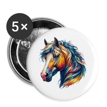 Cheval - Lot de 5 grands badges (56 mm) - blanc - Devant