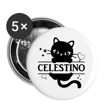 Celestino t-shirt Katze cat t-shirt chat gat - Lot de 5 grands badges (56 mm) - blanc - Devant