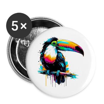 Tukan - Buttons groß 56 mm (5er Pack) - Weiß - Vorne