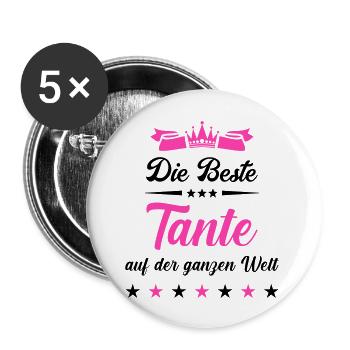 beste tante auf der welt - Buttons groß 56 mm (5er Pack) - Weiß - Vorne