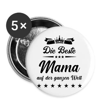 beste mama auf der welt 1 - Buttons groß 56 mm (5er Pack) - Weiß - Vorne