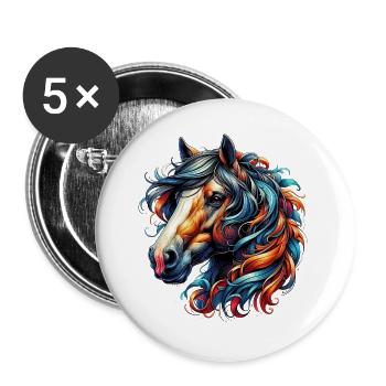 Horse - Buttons large 2.2''/56 mm (5-pack) - white - Front