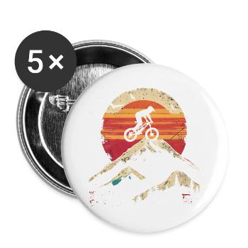 Mountainbike Vintage Look - Buttons groß 56 mm (5er Pack) - Weiß - Vorne