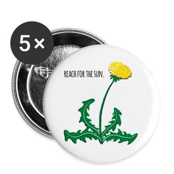 Illustration de pissenlit vive avec 🌞 motivation ! - Lot de 5 grands badges (56 mm) - blanc - Devant