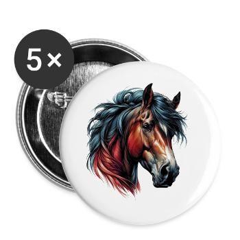 Pferd - Buttons groß 56 mm (5er Pack) - Weiß - Vorne