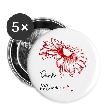 Fête des mères Merci maman - Lot de 5 grands badges (56 mm) - blanc - Devant