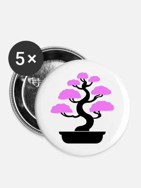 bonsai baum tree - Buttons groß 56 mm (5er Pack) - Weiß