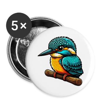 Eisvogel - Buttons groß 56 mm (5er Pack) - Weiß - Vorne