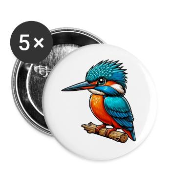 Martin-pêcheur - Lot de 5 grands badges (56 mm) - blanc - Devant