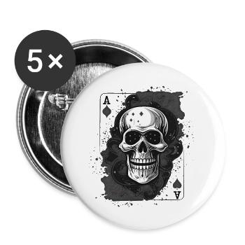 Kiss My Ace Pokerspiel Kartenspiel Casino Sake - Buttons groß 56 mm (5er Pack) - Weiß - Vorne
