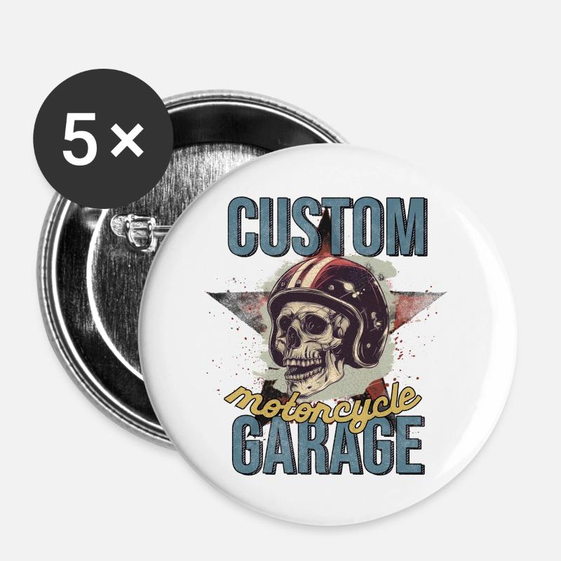 CUSTOM motorcycle GARAGE - Buttons large 2.2''/56 mm (5-pack) - white