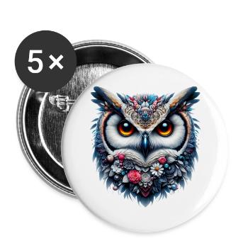 Owl - Buttons large 2.2''/56 mm (5-pack) - white - Front