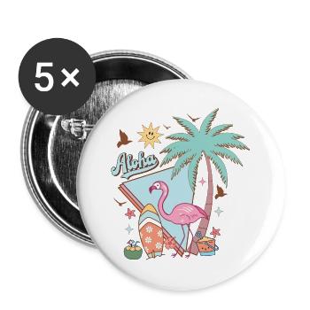 Aloha Summer - Buttons large 2.2''/56 mm (5-pack) - white - Front