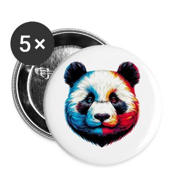 Panda - Buttons groß 56 mm (5er Pack) - Weiß - Vorne