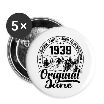 1938 June Original: 86 Years Anniversary Gift - Buttons large 2.2''/56 mm (5-pack) - white - Front