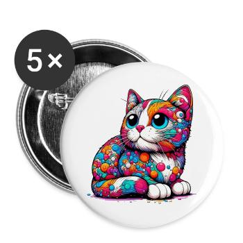 Cat - Buttons large 2.2''/56 mm (5-pack) - white - Front