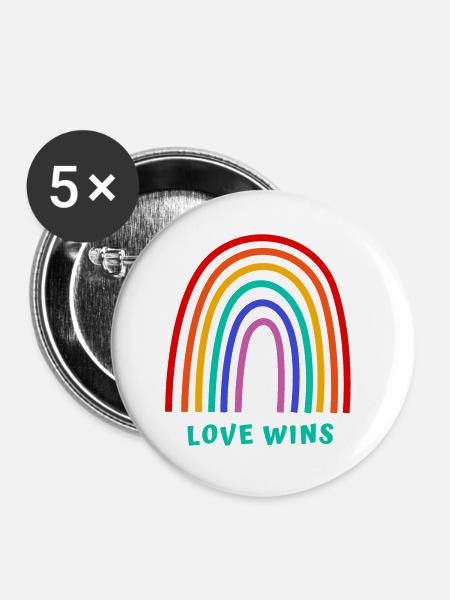 Liebe siegt - Buttons groß 56 mm (5er Pack) - Weiß