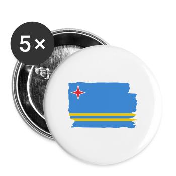 Aruba Flagge - Dutch Caribbean - Karibik - Buttons groß 56 mm (5er Pack) - Weiß - Vorne