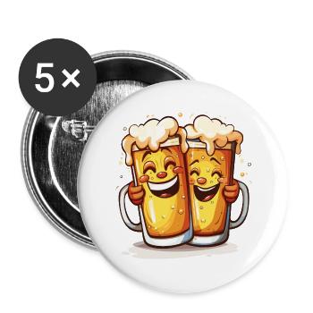 Beer Funny Beer Mugs Laughing Drinking Alcohol Humor - Buttons large 2.2''/56 mm (5-pack) - white - Front