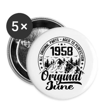 1958 June Original: 66 Years Anniversary Gift - Buttons large 2.2''/56 mm (5-pack) - white - Front