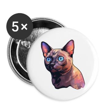 Chat birman - Lot de 5 grands badges (56 mm) - blanc - Devant