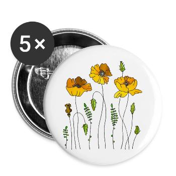 Blumen - Buttons groß 56 mm (5er Pack) - Weiß - Vorne