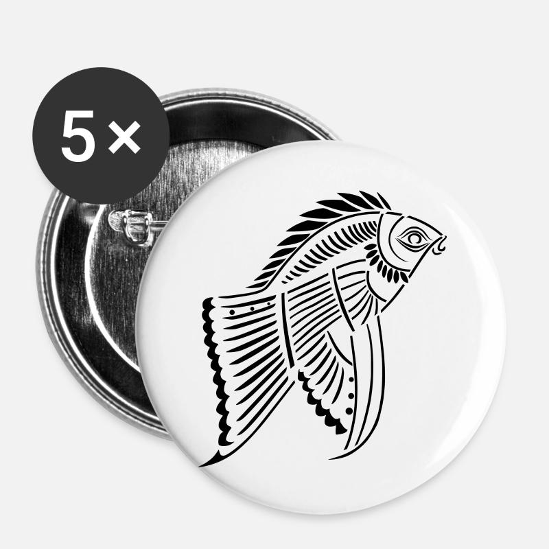 prehistoric fish - Buttons large 2.2''/56 mm (5-pack) - white