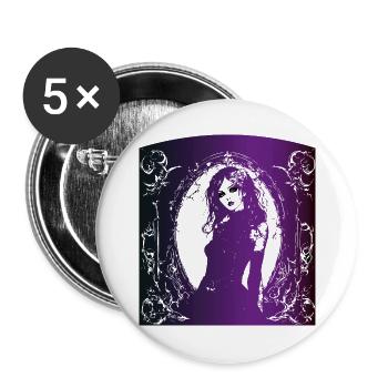 Girl fairy gotic elf depressive brave pwr Halloween - Buttons large 2.2''/56 mm (5-pack) - white - Front
