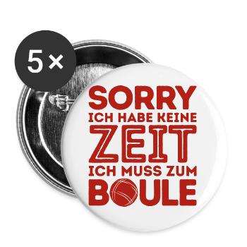 Pardon! Je n’ai pas le temps Boules de pétanque Boules - Lot de 5 grands badges (56 mm) - blanc - Devant