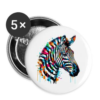 Zèbre - Lot de 5 grands badges (56 mm) - blanc - Devant