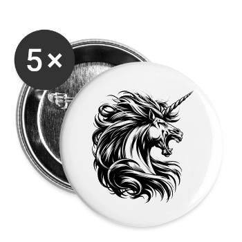 Roaring Unicorn - Buttons large 2.2''/56 mm (5-pack) - white - Front