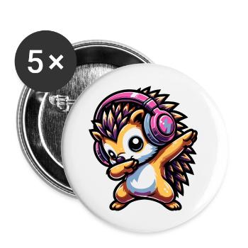 Dabbing Hedgehog - Buttons large 2.2''/56 mm (5-pack) - white - Front