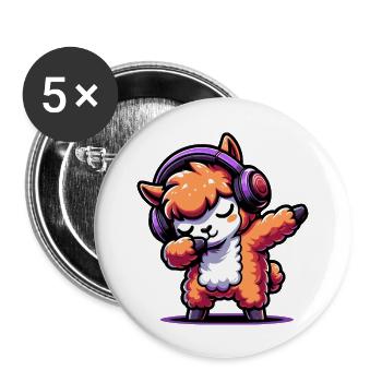 Dabbing Alpaca - Buttons large 2.2''/56 mm (5-pack) - white - Front