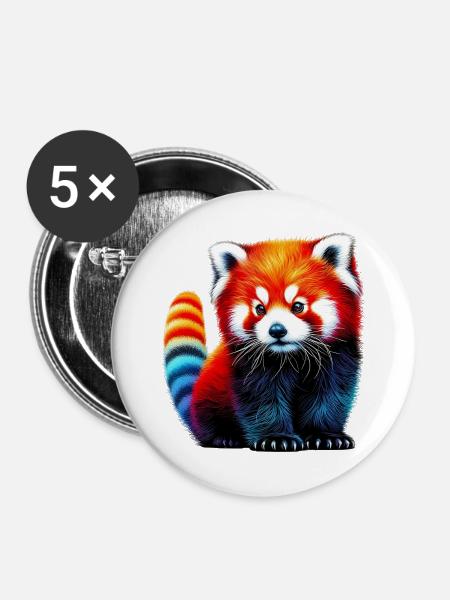 Kleiner Panda - Buttons groß 56 mm (5er Pack) - Weiß