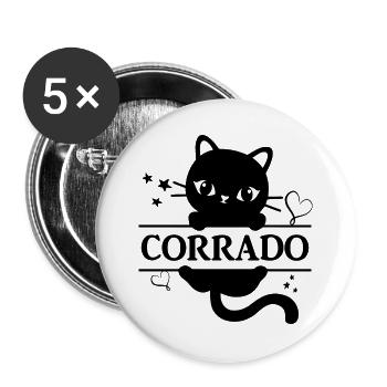Corrado t-shirt katze t-shirt katze katze gato - Buttons groß 56 mm (5er Pack) - Weiß - Vorne