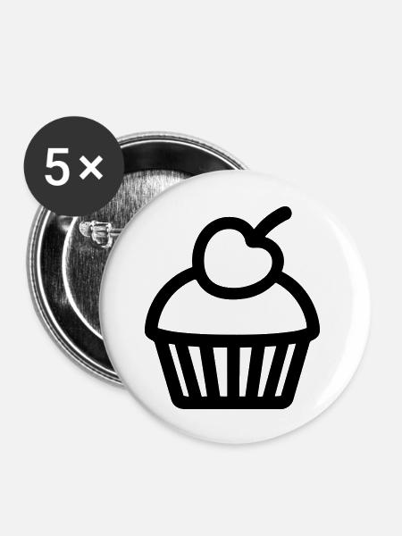 Cupcake - Buttons groß 56 mm (5er Pack) - Weiß