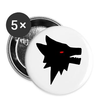 Loup - Lot de 5 grands badges (56 mm) - blanc - Devant