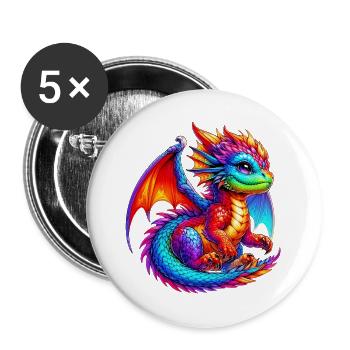 Dragon - Lot de 5 grands badges (56 mm) - blanc - Devant