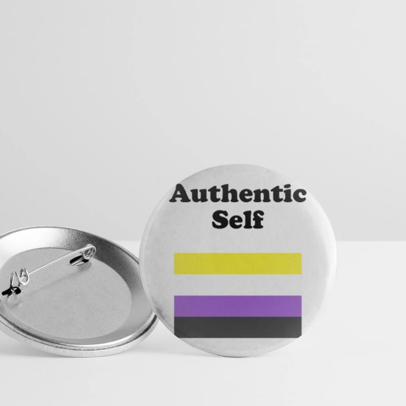 Non Binary Flag Authentic Self Buttons large 2.2''/56 mm (5-pack)