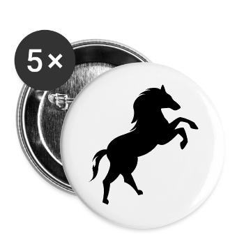 Pferd Logo Galopp Symbol Tiere Illustration icon - Buttons groß 56 mm (5er Pack) - Weiß - Vorne