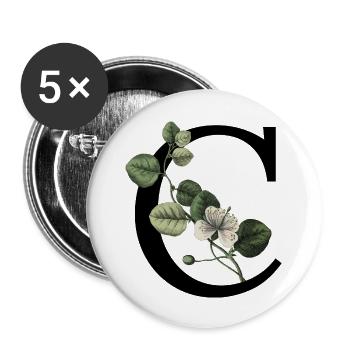 Buchstabe C Botanisches Grün - Buttons groß 56 mm (5er Pack) - Weiß - Vorne