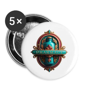 Old Pharmacy - Buttons large 2.2''/56 mm (5-pack) - white - Front